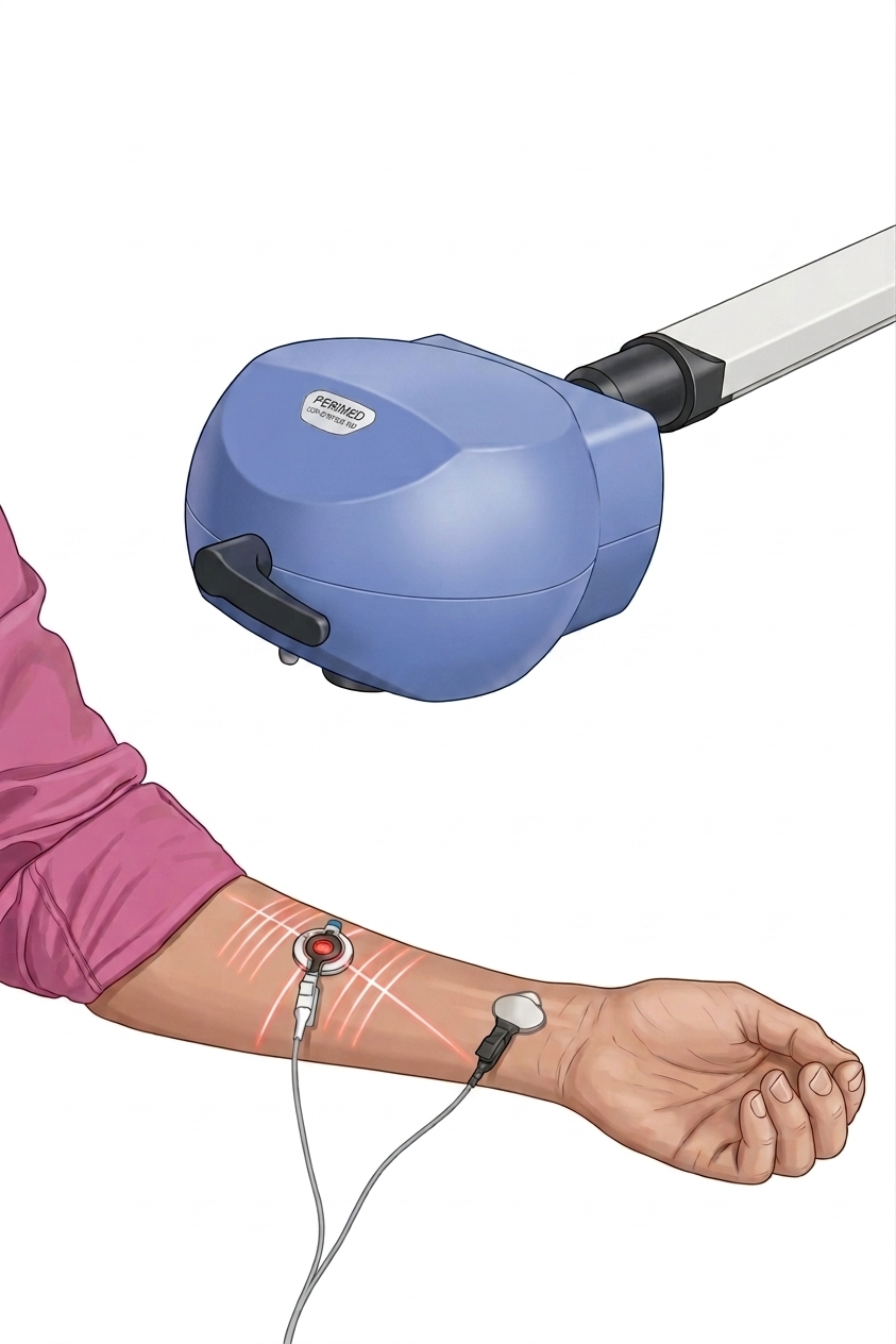 LSCI-enhet applicerad på underarm